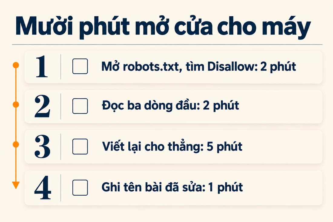 Bảng bốn việc làm ngay trong mười phút, ghi sẵn số phút