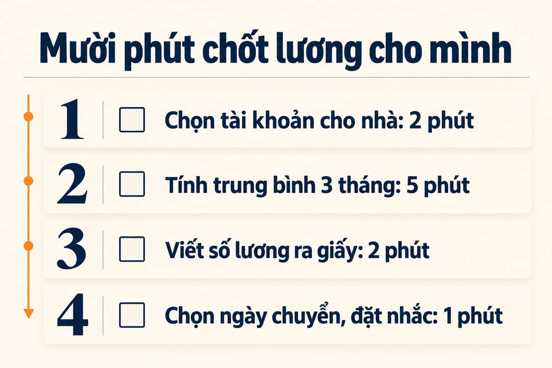 Bảng bốn việc trong mười phút để chốt lương cho mình