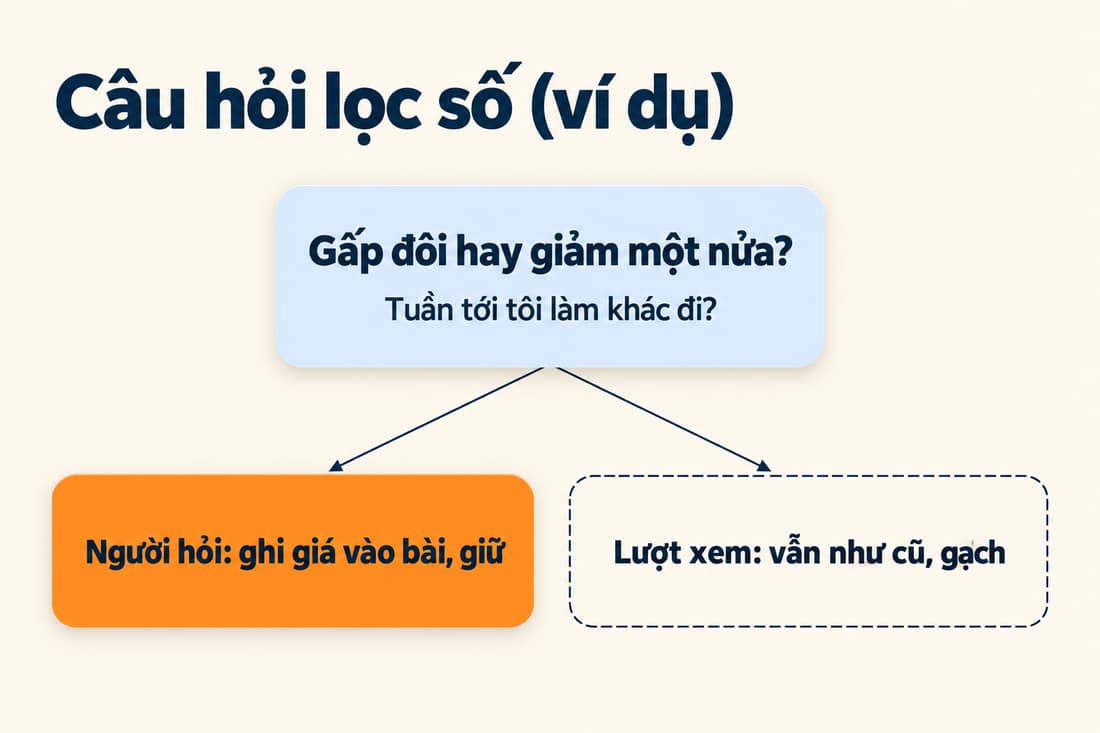 Sơ đồ rẽ nhánh (ví dụ): câu hỏi lọc, người hỏi ghi giá vào bài thì giữ, lượt xem vẫn như cũ thì gạch