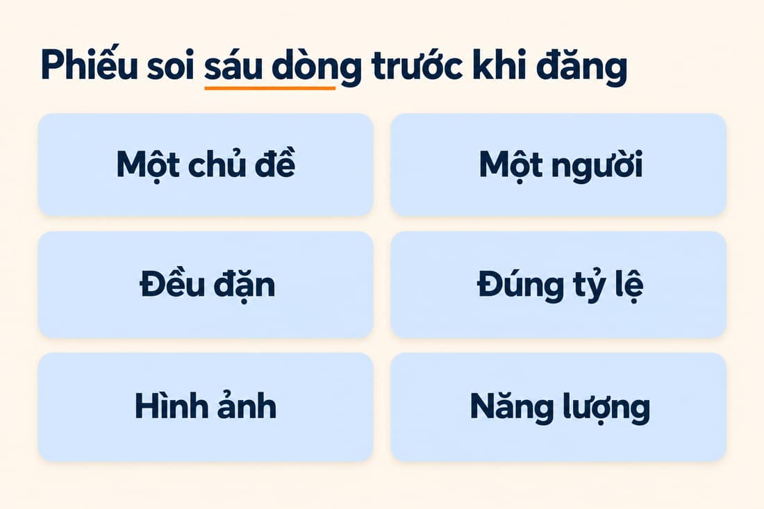 Phiếu sáu ô: một chủ đề, một người, đều đặn, đúng tỷ lệ, hình ảnh, năng lượng