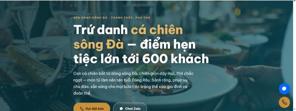 Giao diện web Nhà Hàng Dũng Râu