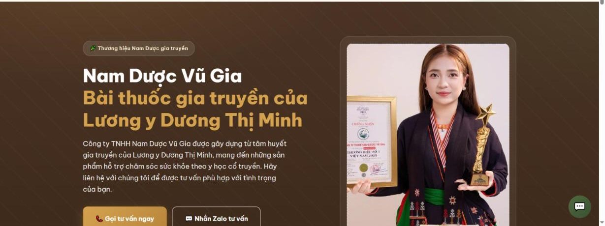 Giao diện web Nam Dược Vũ Gia